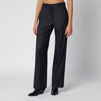 Isabel Marant Pantalone nero motivo gessato in misto lana