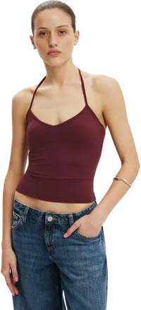 Cotton On Womens Hold Me Tie Halter in Sour Cherry at Nordstrom, Size Xxx-Small
