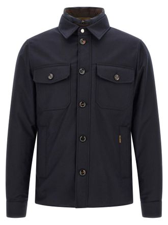 Moorer Blue Wool Full-Length Mens Jacket