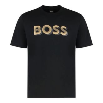 HUGO BOSS Tops, Heren, Zwart, S, Katoen, T-shirt van katoen met contrasterend logo
