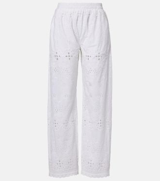 Melissa Odabash Lula embroidered cotton wide-leg pants