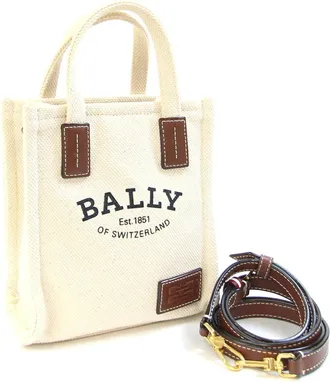 Bally Cotton Canvas Leather Handbag Pochette (Pre-Owned)