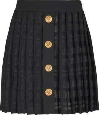 Balmain Gonna plissettata a quadri - Nero