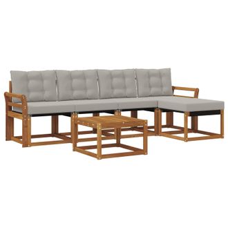 vidaXL Conjunto De Sof&aacute;s De Exterior 6 Pcs Gris Natural Y Claro Vidaxl