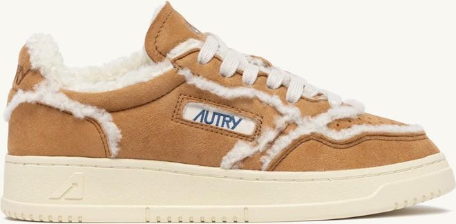 MEDALIST MUTTON SNEAKERS IN COGNAC SUEDE AND IVORY SHEARLING
