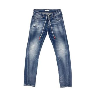 PMDS Premium Mood Denim Superior Slim Fit Jeans, male, Blue, W29, Mens Distressed Button-Fly Jeans