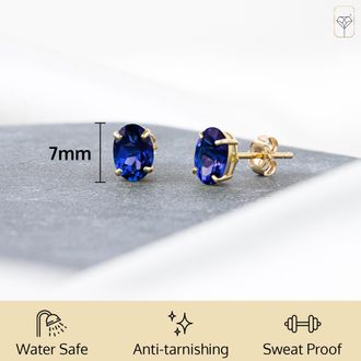 MAX + STONE 14k Yellow or White Gold 7x5mm Oval Stud Earrings with Push Backs