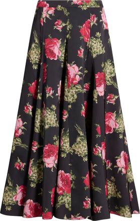 Cinq à Sept Hilda baroque roses midi skirt - Black