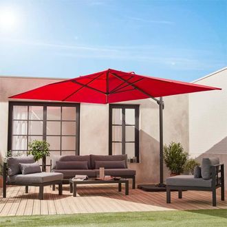 Sweeek 3x4m Rectangular Cantilever Parasol in Red