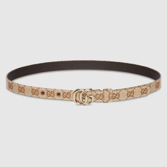 Gucci GG Marmont Thin Belt, Beige, GG Canvas