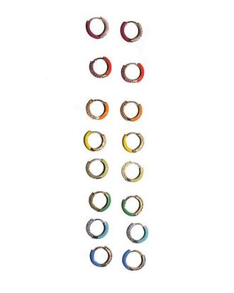 Fry Powers Enamel Sparkle Huggies in 14K Gold in Orange Fire Opal at Nordstrom, Size 7