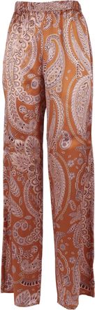 Antonelli Paisley Wide Leg Silk Straight-Leg Pants