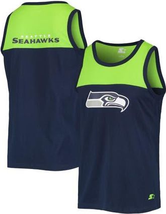 Starter Mens Starter College Navy/Neon Green Seattle Seahawks Team Touchdown Fashion Tank Top at Nordstrom, Size Large