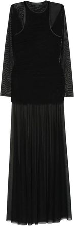 Federico Cina Sheer Gelaagde Jurk - Dames - Maxi kleedjes - Zwart - S - Kleedjes