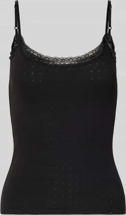 Review Slim Fit Top mit Spitzenbesatz in Black, Gr&ouml;&szlig;e XL