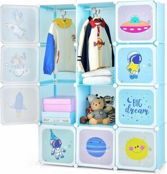 Costway Costway - Portable Children Wardrobe 12 Cubes Kid Closet Baby Dresser Storage Organizer