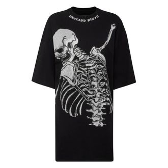 Philipp Plein Dames, Jurken, Zwart, Maat: XS Katoen