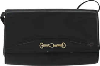 Gucci Vintage Horsebit Sling Suede Black Leather Handbag (Pre-Owned)