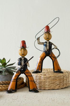 Kalalou Set Of Two Reclaimed Metal Cowboys