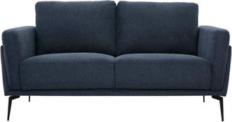Miliboo Miliboo - Sof&aacute; De Dise&ntilde;o De 2 Plazas En Tela De Terciopelo Azul Oscuro Y Metal Negro Mosco