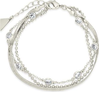 Sterling Forever Paisley CZ Layered Chain Bracelet in Silver at Nordstrom Rack
