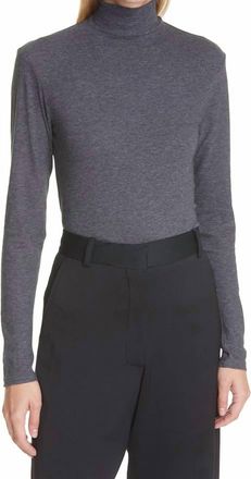 Frame Denim Le Mid Turtle Neck Sweater In Charcoal Heather