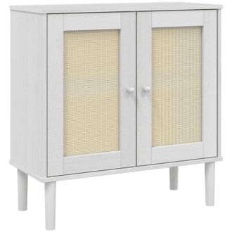 vidaXL Aparador Senja Aspecto De Rat&aacute;n Madera Pino Blanco 80x35x80 Cm Vidaxl
