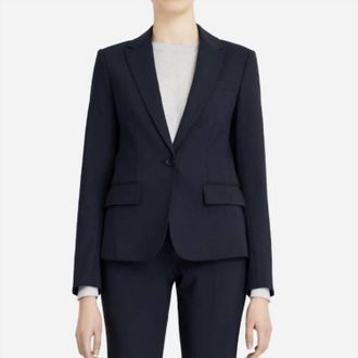Theory Sevona Stretch Fitted Blazer In Dark Navy Blue
