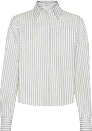 Brunello Cucinelli striped relaxed-fit shirt - women - Silk/Cotton - L - White