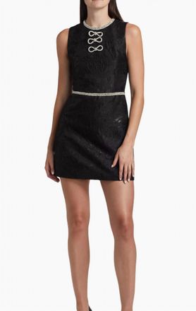 Alice & Olivia Ellis Embellished Bow Mini Dress In Black
