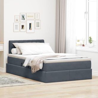 vidaXL vidaXL Letto con Contenitore Grigio scuro 120 x 190 cm Velluto