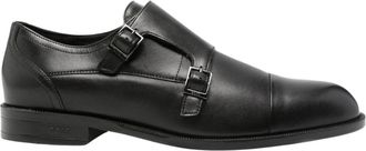 HUGO BOSS Leren Monk Schoenen met Dubbele Band - Heren - Nette schoenen - Zwart - 42 EU - Leer - Schoenen