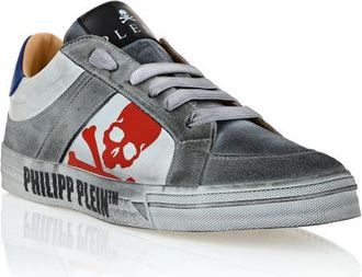 Philipp Plein Leather Hi-Top Sneakers Retrokickz Tm Unisex in Silver at Nordstrom, Size 35