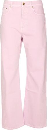 Alberta Ferretti Pantalone Denim Tinto - Dames - Regular Fit Jeans - Roze - M - Denim - Jeans