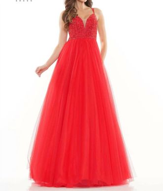 Colors Dress Tulle Beaded Ball Gown In Red