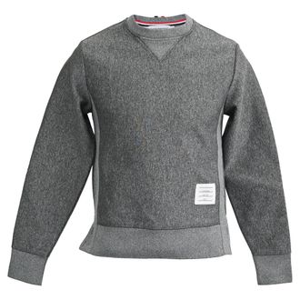 Thom Browne Logo Patch Sweater in Grey Cotton