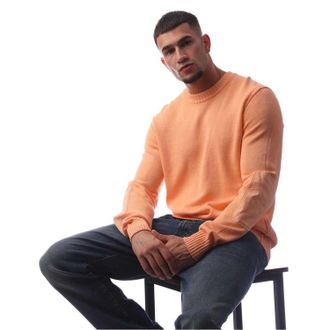 HUGO BOSS Heren Crew Neck Normale Casual Sweater Top (Pastel Oranje)