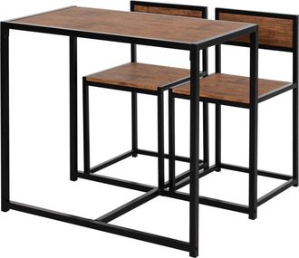 STILVORA Conjunto De 3 Piezas Compuesto Por Una Mesa Alta, Que Incluye 2 Sillas, Y 1 Mesa Alta (90 Cm X 47 Cm X 76 Cm), En Color Marr&oacute;n Y Negro