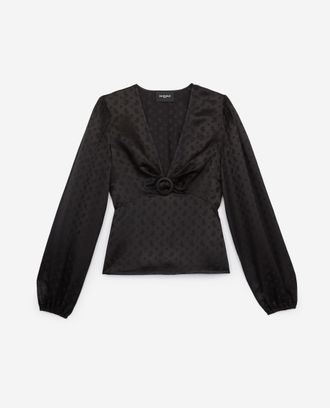 The Kooples Jacquard Black Rock-style Top With Paisley Motif