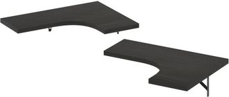 Furinno Rossi Wall Mounted Corner L-Shape Floating Display Shelves, Espresso, Set of 2
