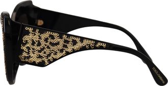 Dolce & Gabbana Womens Black Gold Sequin Butterfly Polarized Dg4326 Sunglasses Acetate