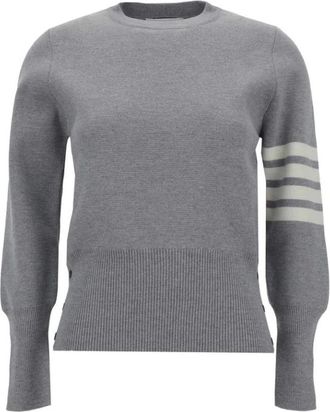 Thom Browne Jersey de Lana Merino Fina con 4 Rayas - Knitwear - Mujer - Gris - L