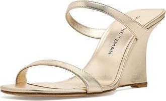 Stuart Weitzman Vinnie Wedge Slides Womens Sandals Light Gold : 9.5 M, Leather