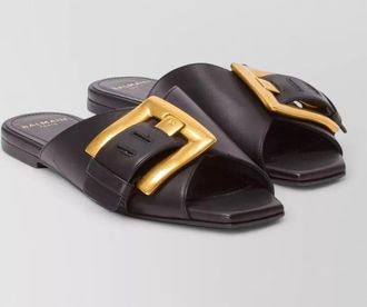 Balmain slides flat sole gold tone buckle