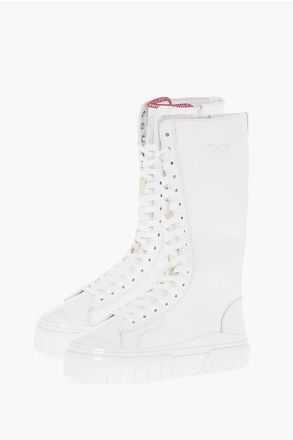 Diesel Leather Lace-up Boots S-HANAMI with Flatform Sole size 39