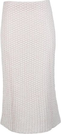 Fabiana Filippi Tricot Midi Rok met Elastische Tailleband - Dames - Midirokken - Wit - M - Polyester - Rokken