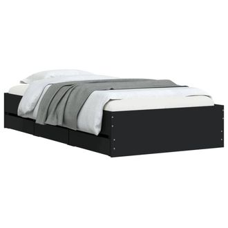 Berkfield Home Modern Bed Frame with Drawers without Mattress Black 90x190 cm Single
