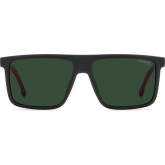 Carrera C Sport 58mm Polarized Square Sunglasses in Matte Black Red/Green Pz at Nordstrom