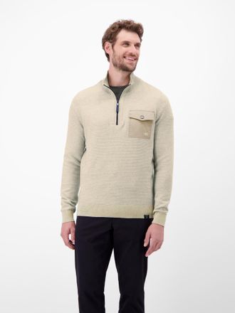 Lerros Troyer LERROS, Herren, Gr. XXL, tender beige malange, Web, Obermaterial: 100% Baumwolle, unifarben, normal h&uuml;ftbedeckend, Rundhals, B&uuml;ndchen, Pullover