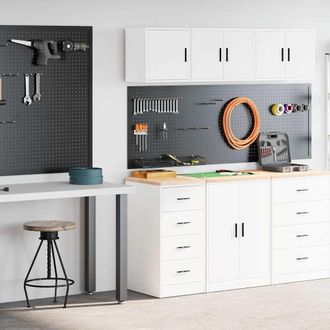 Berkfield Home Garage Cabinets 2 pcs White Engineered Wood